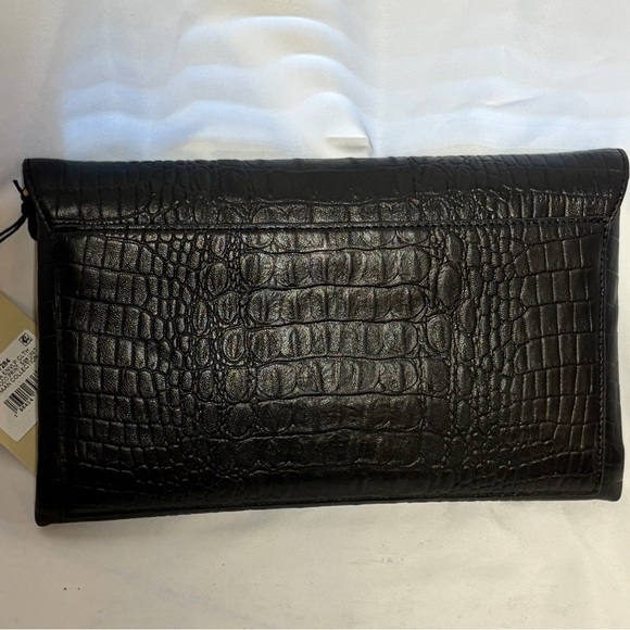 NWT COLE HAAN Christena Envelope Clutch in Black Croc Print